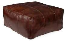 Deep-Tone Square Leather Pouf — BAC-935